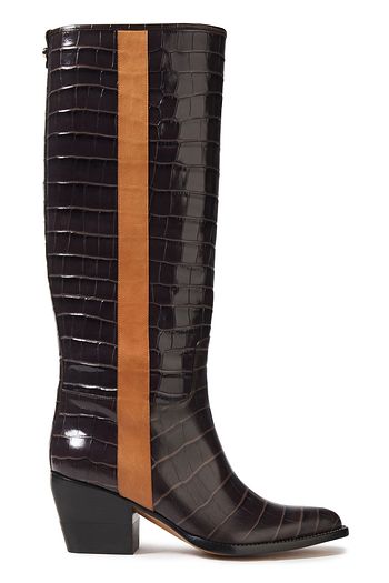 CHLOÉ Vinny croc-effect leather knee boots