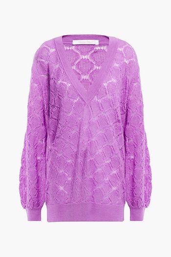 SEE BY CHLOÉ Gathered pointelle-knit alpaca-blend sweater