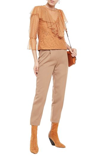 SEE BY CHLOÉ Ruffled cotton-blend point d'esprit and corded lace blouse