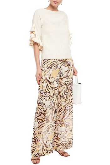 SEE BY CHLOÉ Tiger-print silk-chiffon wide-leg pants