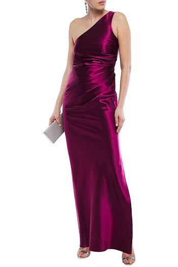 LANVIN One-shoulder gathered duchesse silk-satin gown