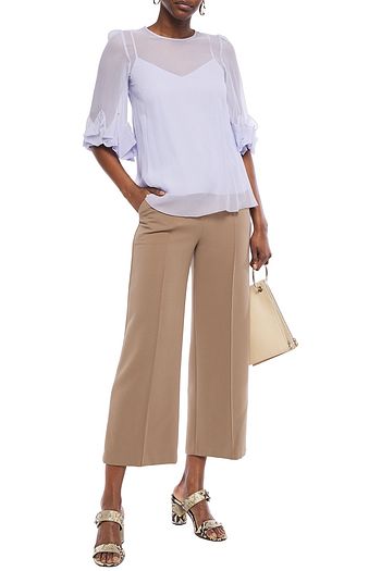 SEE BY CHLOÉ Ruffled metallic-trimmed crinkled silk-georgette blouse