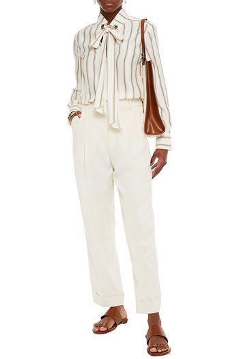 CHLOÉ Pleated crepe tapered pants