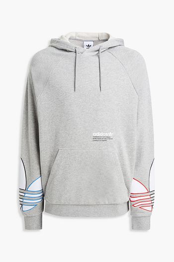 ADIDAS ORIGINALS Adicolor logo-embroidered mélange French cotton-terry hoodie