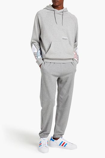 ADIDAS ORIGINALS Adicolor logo-embroidered mélange French cotton-terry hoodie