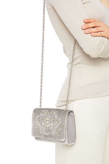 FURLA Vaia mini embellished velvet and leather shoulder bag