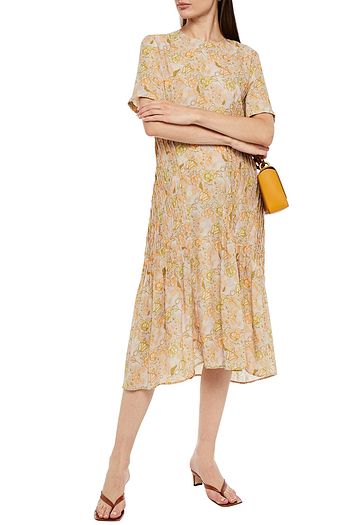ACNE STUDIOS Pintucked floral-print crepe midi dress