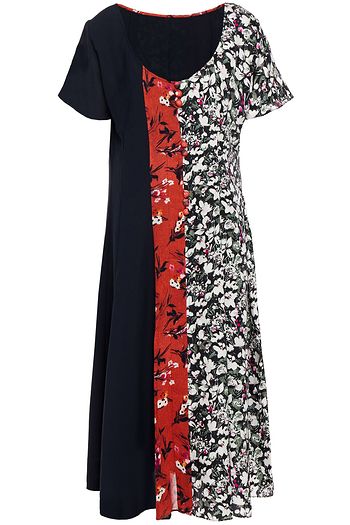 ACNE STUDIOS Patchwork-effect floral-print crepe midi dress