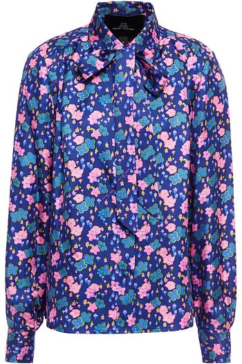 THE MARC JACOBS Pussy-bow floral-print silk-twill shirt
