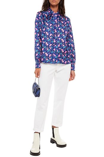 THE MARC JACOBS Pussy-bow floral-print silk-twill shirt