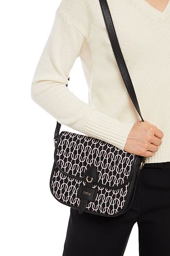 FURLA Easy S leather-trimmed printed canvas shoulder bag
