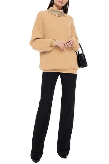 ALEXANDER WANG Crystal-embellished ribbed wool-blend sweater