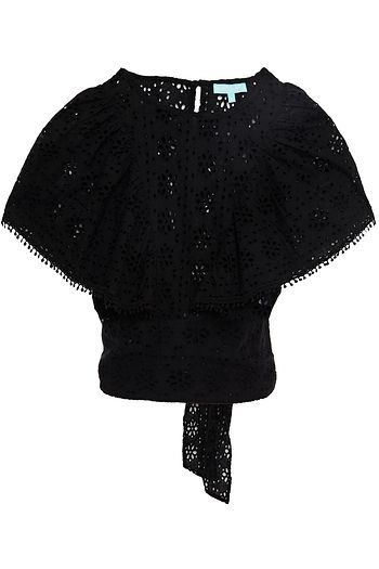 MELISSA ODABASH Iris ruffled broderie anglaise cotton top