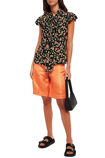 THE MARC JACOBS Pussy-bow floral-print silk crepe de chine shirt