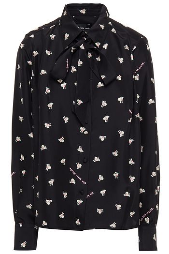 THE MARC JACOBS Pussy-bow printed silk crepe de chine shirt