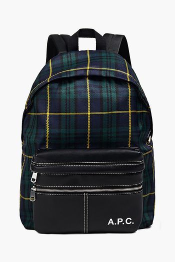 A.P.C. フェイクレザーパネル チェックツイル バックパック