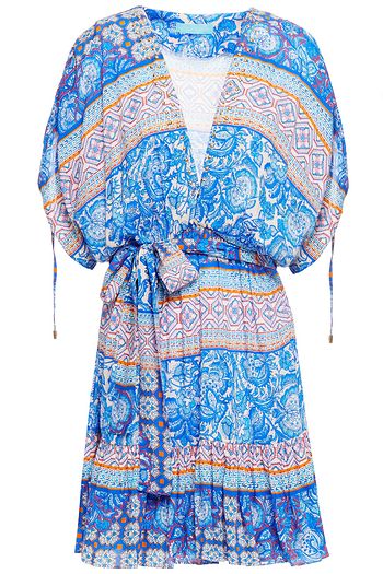 MELISSA ODABASH Gathered printed woven mini dress