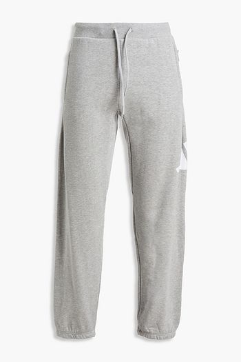 ADIDAS Printed mélange French cotton-terry sweatpants