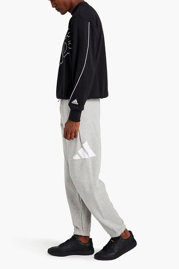ADIDAS Printed mélange French cotton-terry sweatpants