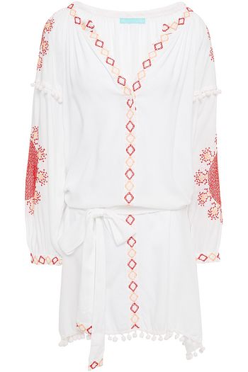 MELISSA ODABASH Katya embroidered voile mini dress