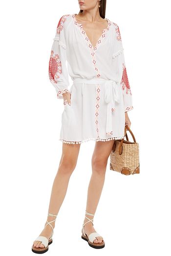 MELISSA ODABASH Katya embroidered voile mini dress
