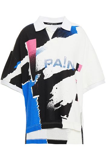 ALEXANDER WANG Printed cotton-jersey polo shirt