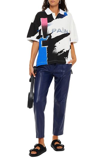 ALEXANDER WANG Printed cotton-jersey polo shirt