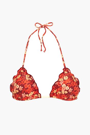 VIX PAULA HERMANNY Ruffled floral-print triangle bikini top