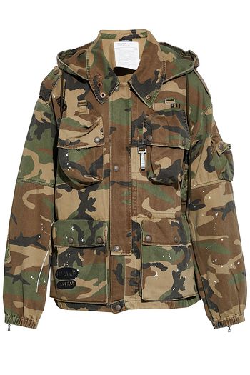 R13 Appliquéd distressed printed cotton-twill jacket