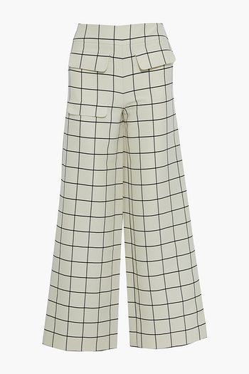 REJINA PYO Eloise checked wool and silk-blend wide-leg pants