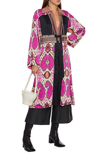 ETRO Embellished jacquard-trimmed printed satin kimono
