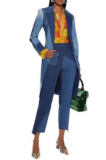 REJINA PYO Lucie cropped two-tone high-rise slim-leg jeans