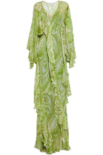 ETRO Ruffled printed silk-crepon gown
