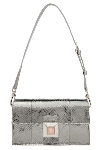 FURLA Diva mini metallic snakeskin and leather shoulder bag