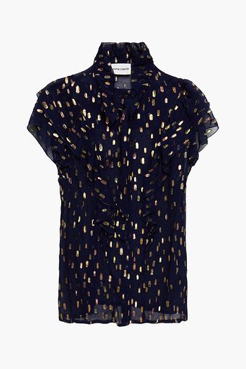 ANTIK BATIK Adalie ruffled metallic fil coupé georgette blouse