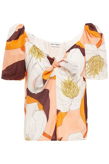 ANTIK BATIK Miami knotted printed cotton-gauze top