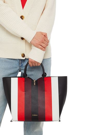 FURLA Ribbon medium color-block textured-leather tote