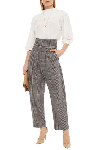 ZIMMERMANN Karottenhose aus einer Wollmischung mit Glencheck-Muster und Gürtel