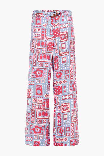 ANTIK BATIK Honoka belted printed canvas wide-leg pants