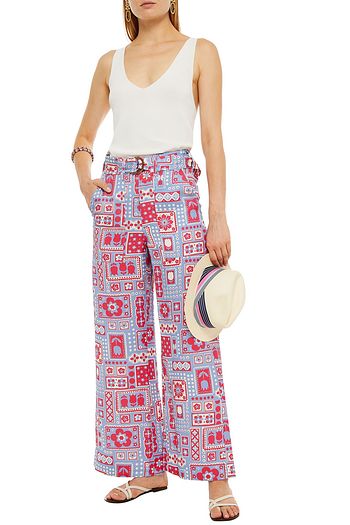 ANTIK BATIK Honoka belted printed canvas wide-leg pants