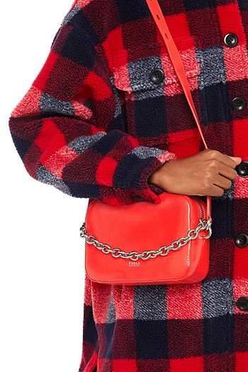FURLA Crinkled glossed-leather shoulder bag