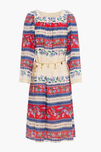 ANTIK BATIK Christina belted printed silk crepe de chine midi dress