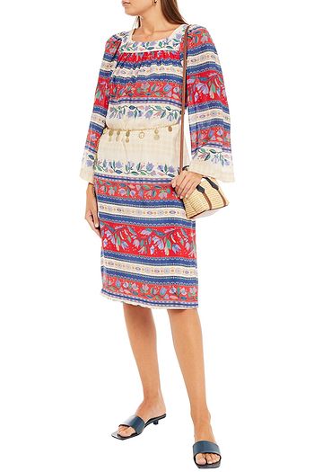 ANTIK BATIK Christina belted printed silk crepe de chine midi dress