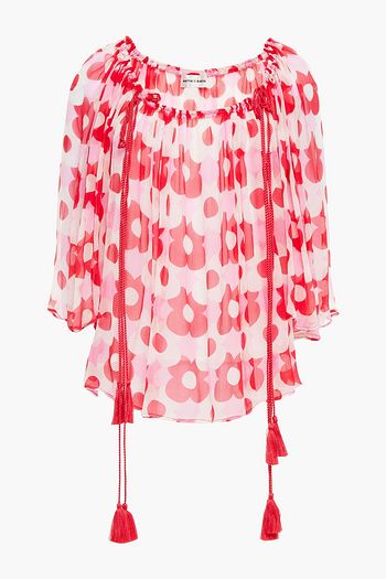 ANTIK BATIK Jucy tasseled floral-print crepon top