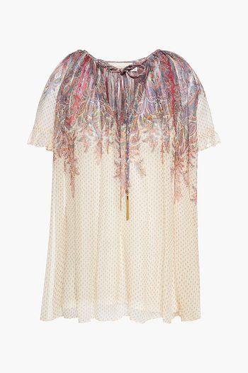 ZIMMERMANN Bedruckte Bluse aus Seiden-Georgette mit Troddeln