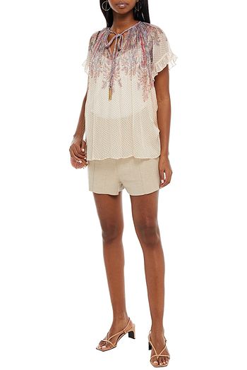 ZIMMERMANN Bedruckte Bluse aus Seiden-Georgette mit Troddeln