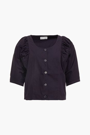 ANTIK BATIK Kala ruched cotton-poplin top