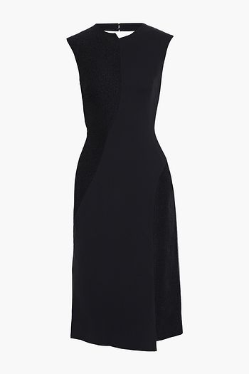REJINA PYO Dana crinkled organza-paneled cutout crepe midi dress