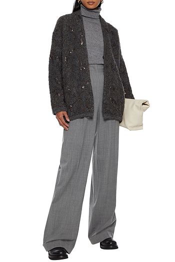 BRUNELLO CUCINELLI Sequin-embellished bouclé-knit cardigan