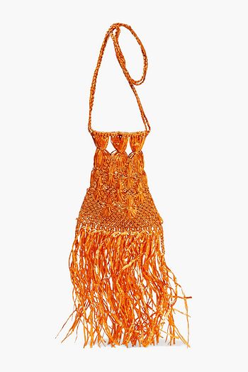 ANTIK BATIK Biim fringed macramé raffia shoulder bag